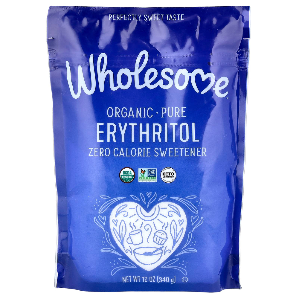 Wholesome Sweeteners, органический чистый эритритол, подсластитель с нулевым содержанием калорий, 340 г (12 унций)