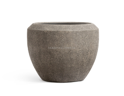 Кашпо TREEZ Effectory - серия Volcano - Чаша Design - Серо-коричневый туф