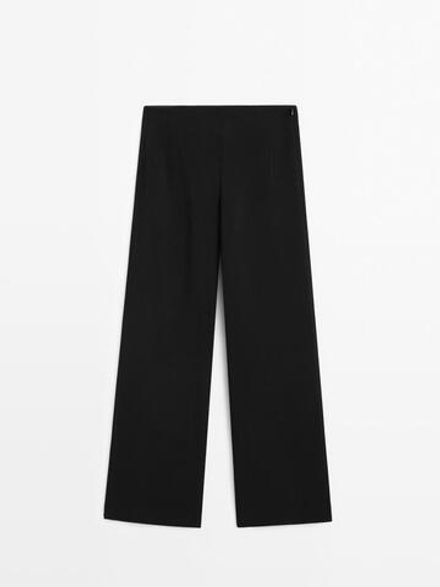 Massimo Dutti Брюки из крепа с защипами, черный
