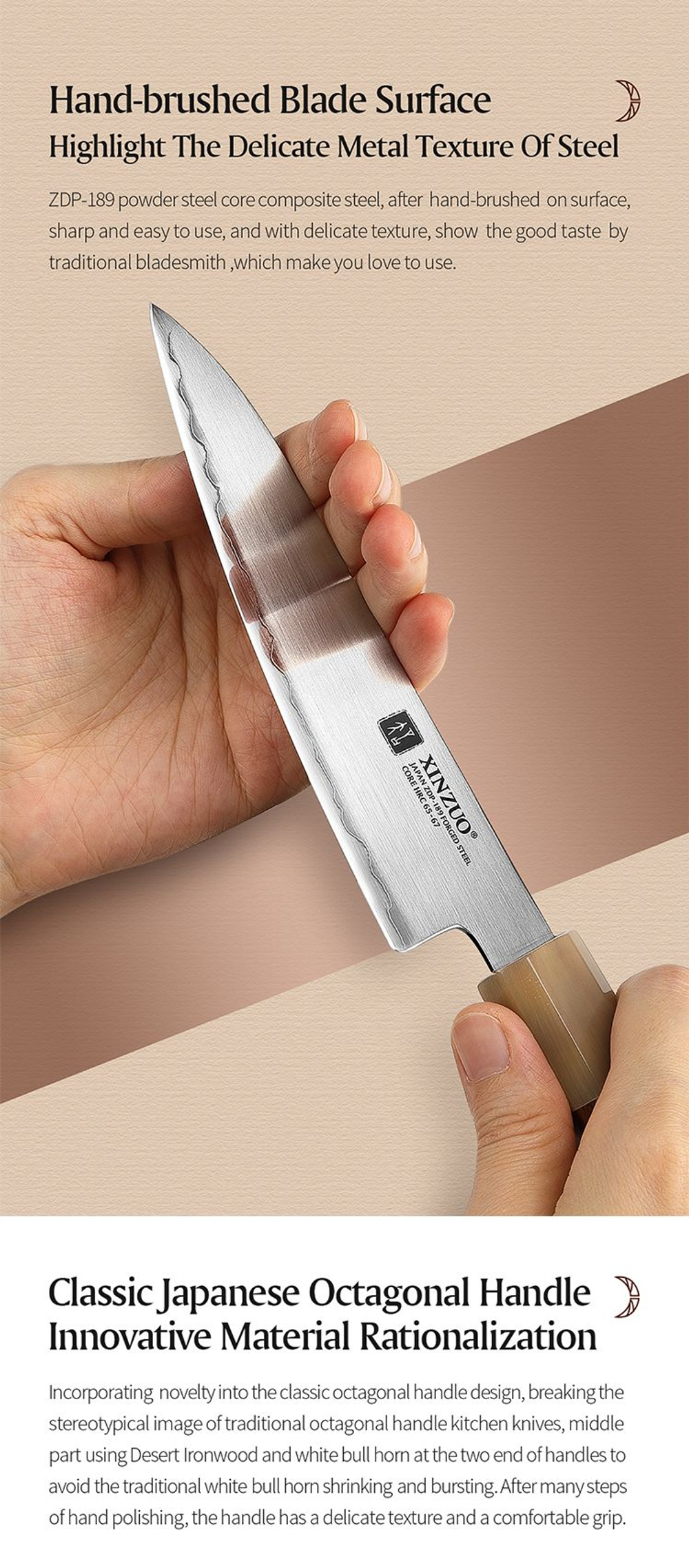 Кухонный нож Xinzuo X05Z Utility нож 5,5 дюймов клинок ZDP189 рукоять железное дерево и кость, длина лезвия 14 см