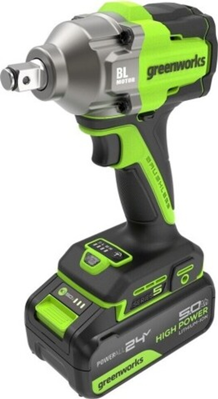 Гайковерт аккумуляторный GREENWORKS IW5500 24V, АКБ 5Ач и ЗУ 3805007CUG