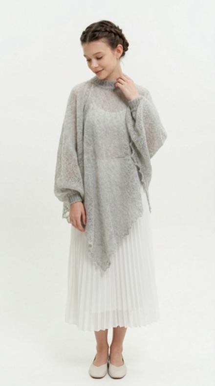 Пончо пуховое Т005-03 серый