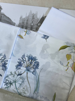 Постельное белье 2 спальное евро Mirabello Fresh Bouquet бело-голубое