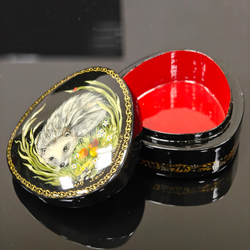 Шкатулка малая "Ежик" (Ручная роспись Палех)