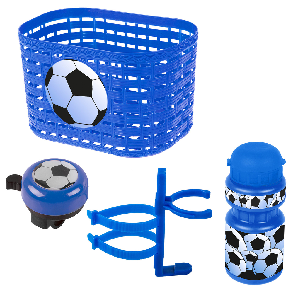 Корзина+фляга+звонок комплект синий "футбол" VENTURA KIDS