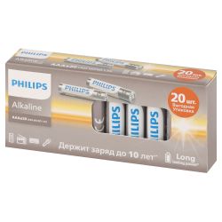 Батарейки Philips LR03A20BX/51 ААА алкалиновые 1,5v 20 шт. LR03-20BL Entry | Philips