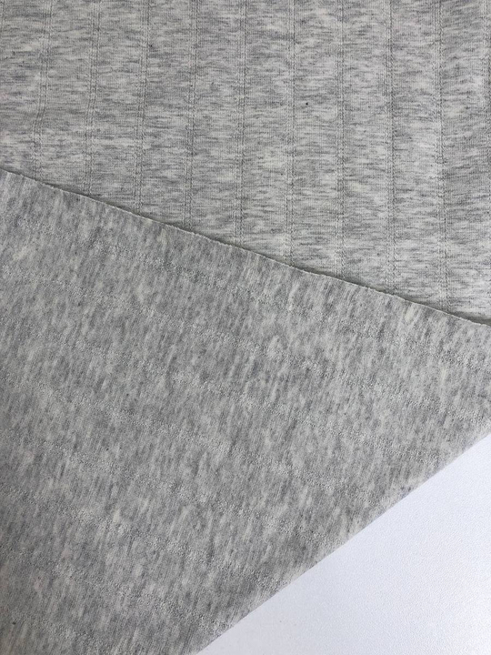 Трикотаж, серый светлый меланж, хлопок, полоска NB