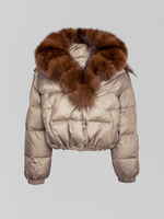 Куртка Sheng Yuan 25-899 однотонная укороченная с мехом