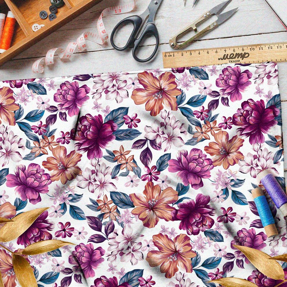 Ткань футер 2-х нитка скульптура сиреневых и бронзовых цветов