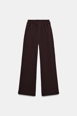 ZARA БРЮКИ ПРЯМОГО КРОЯ ИЗ МЯГКОЙ ТКАНИ, КОРИЧНЕВЫЙ