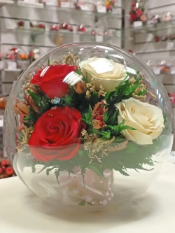 натуральные розы в стекле, вакуум