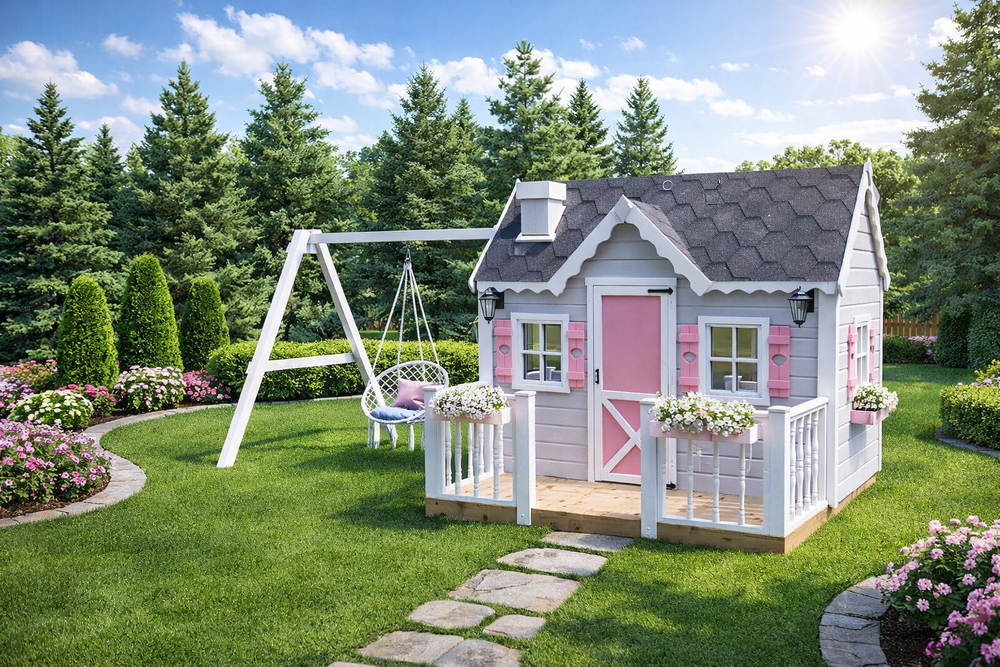 Домик "Незабудка люкс" с качелями гнездо