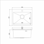 Мойка настол.монтаж 53х43 (3,0) вып 3 1/2  MIXLINE PRO с ФАСКОЙ 22см с сифоном (черный графит)