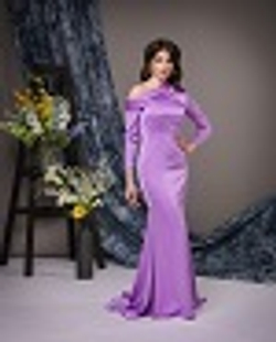 21-01-22 SS Платье шелковое в пол, силуэт «рыбка», лиловый M