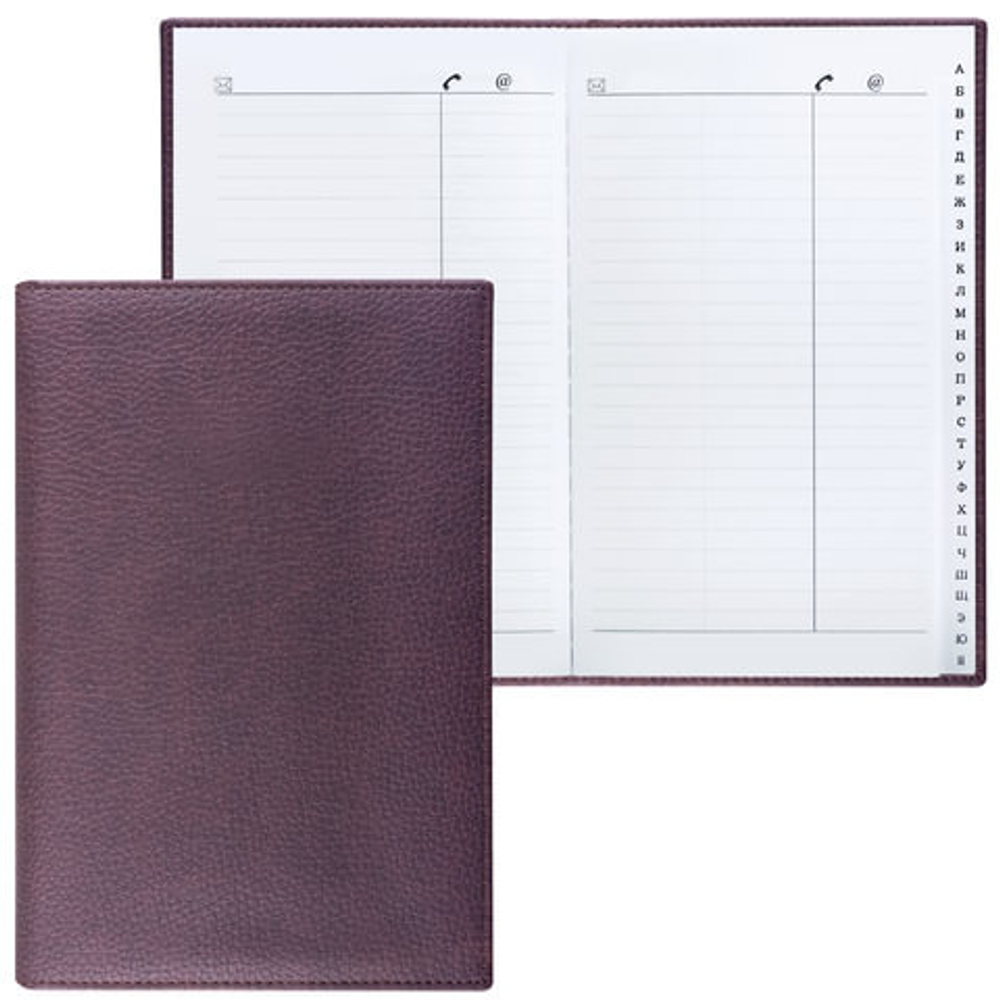 Телефонная книжка А5 (136х202 мм), BRAUBERG "Favorite", под классическую кожу, 96 л., вырубной алфавит, коричневая, 123502