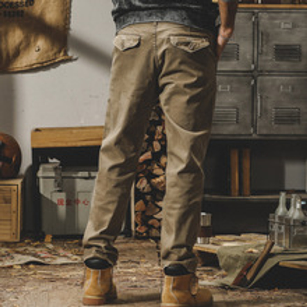 Штаны мужские хлопковые от бренда JIELEINUO ,эластичные прямые мужские повседневные