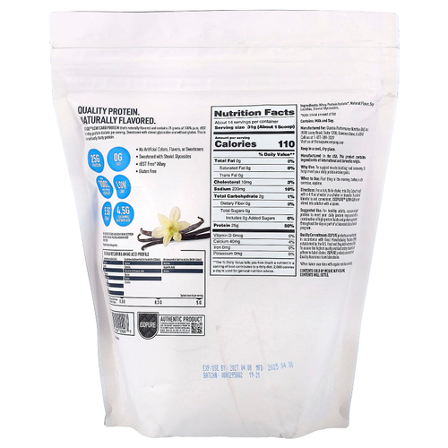 Isopure, низкоуглеводная протеиновая смесь для приготовления протеиновых коктейлей, со вкусом ванили, 454 г (1 фунт)