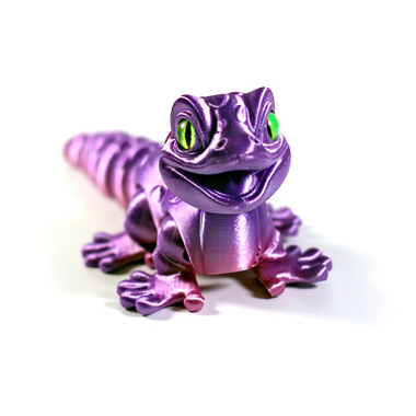 Ящерица леопардовая, 3D игрушка-антистресс, 16 см. градиентный окрас розово-голубая