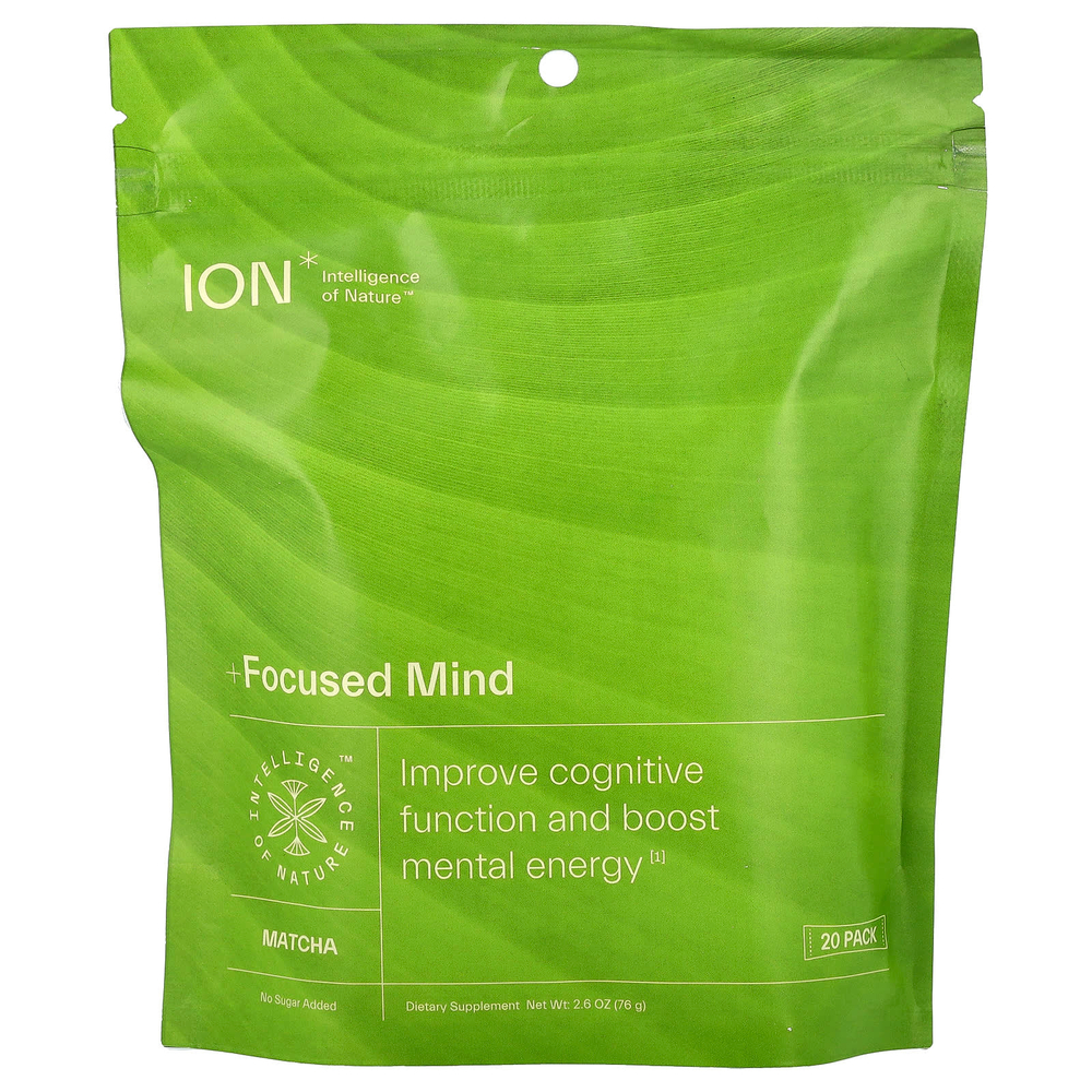 ION Intelligence of Nature, Focused Mind, матча, 20 пакетиков по 3,8 г (0,13 унции)