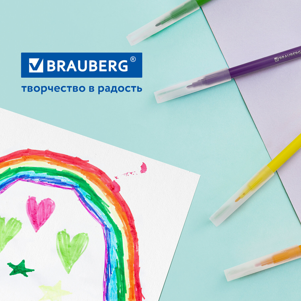 Фломастеры в тубе классические 24 цвета вентилируемый колпачок BRAUBERG "PREMIUM" (4 штуки в упаковке)