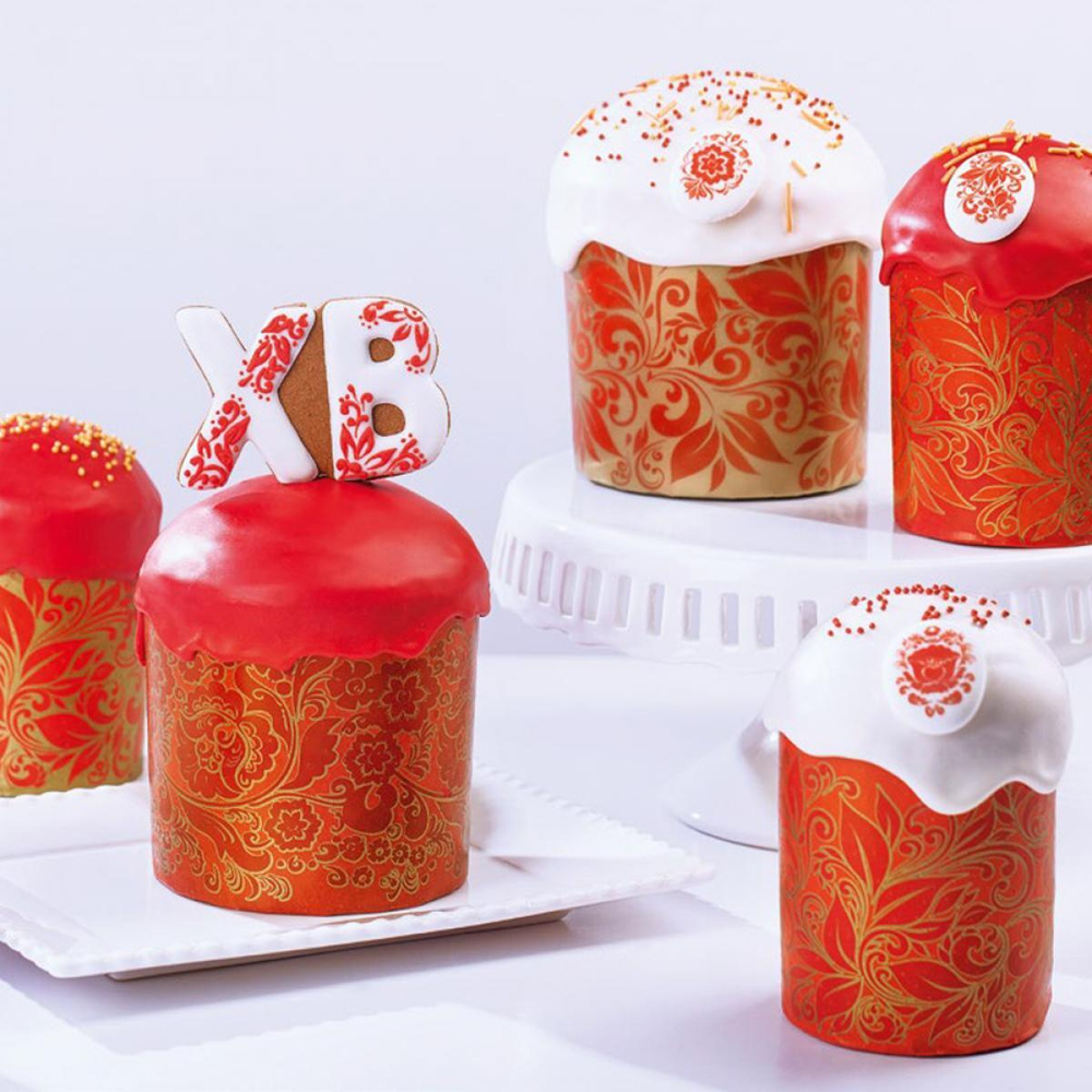 Форма бумажная для кулича "Красная пасха"(500гр,134/100 мм) 156шт/туб