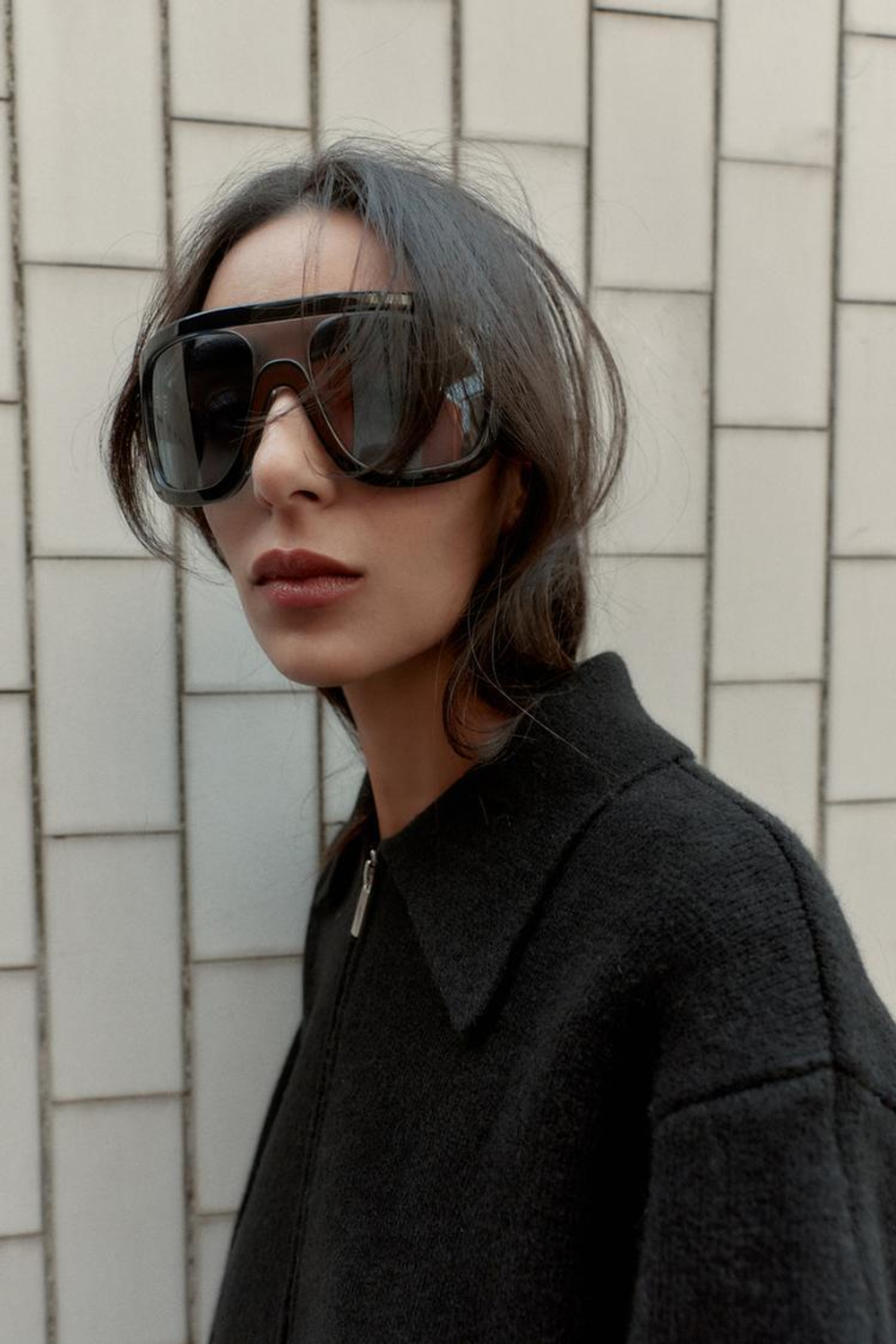 ZARA ТРИКОТАЖНЫЙ БОМБЕР НА МОЛНИИ, ЧЕРНЫЙ