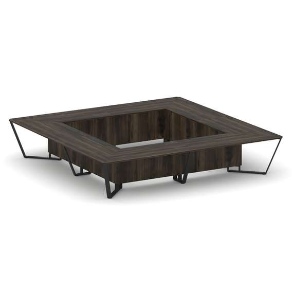 Steel Meet Стол переговорный квадратный KDK-PR.B.SP-20K2 Дуб Мали/Металл Черный 4000*4000*750