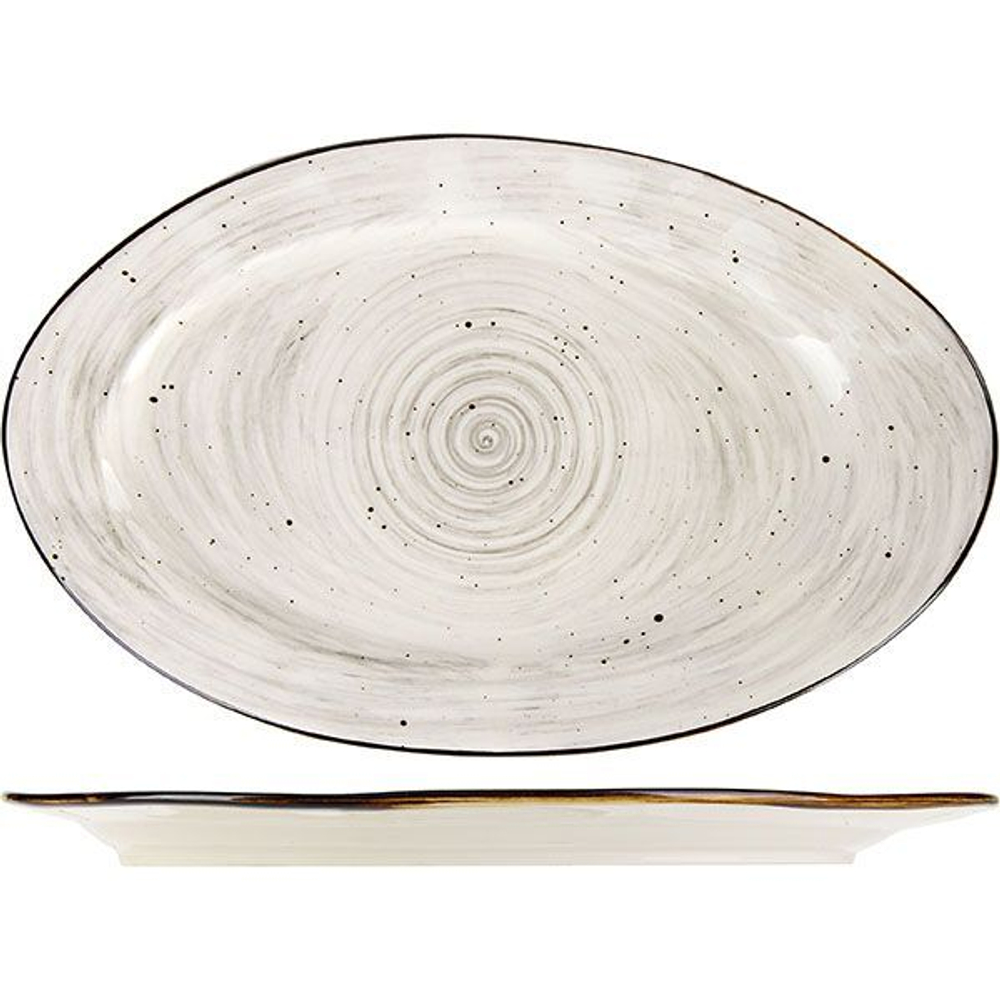 Блюдо «Пастораль» овальное;фарфор;,H=23,L=325,B=205мм;серый (Цвет: серый)