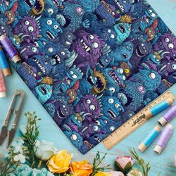 Ткань премиум флис глазастые монстры