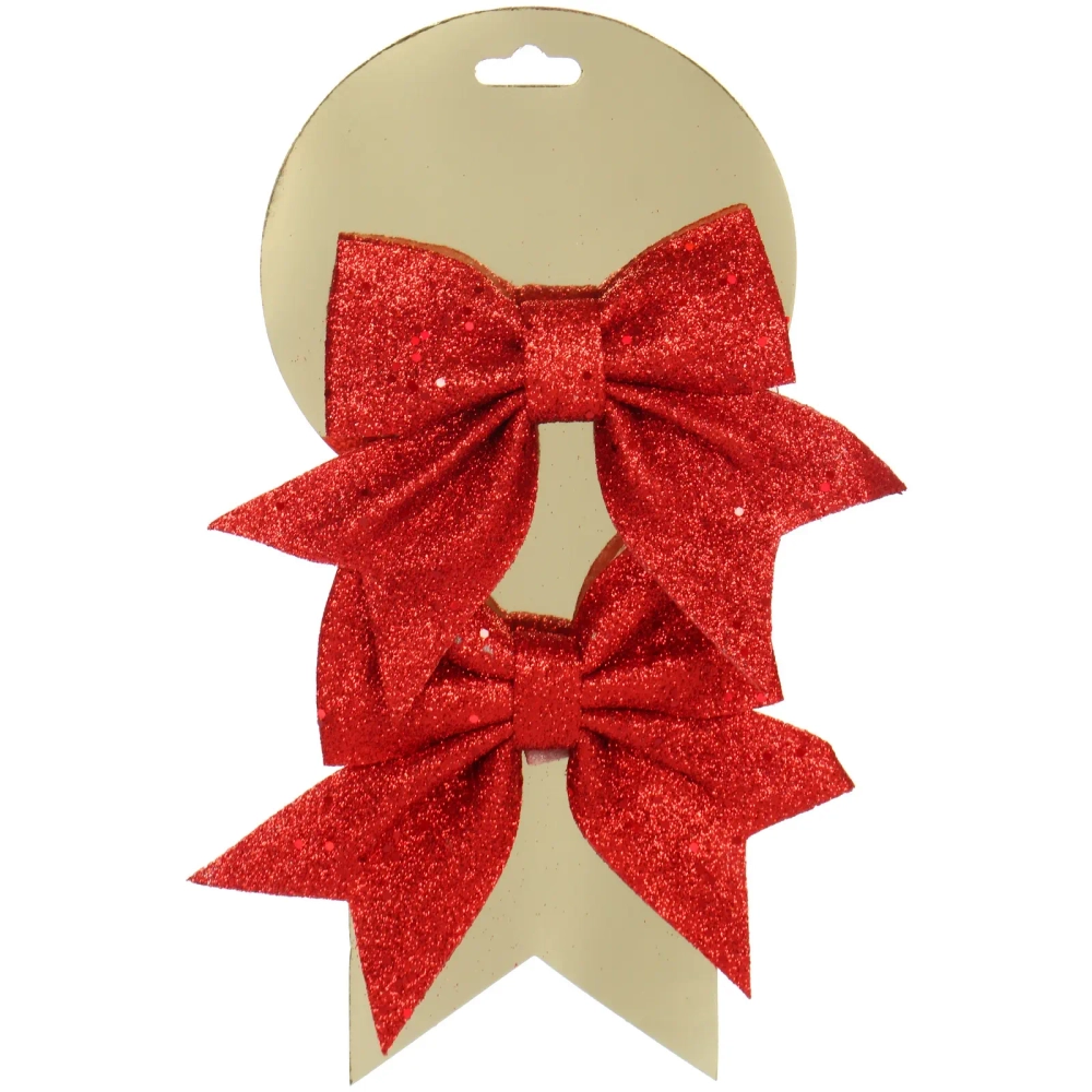 Бант на ёлку «Яркий праздник» 12*14 см (набор 2 шт), Красный