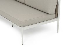 "Касабланка" правый модуль плетеный из роупа, каркас алюминий светло-серый (RAL7035) муар, роуп серо-коричневый 23мм, ткань бежевая 15052