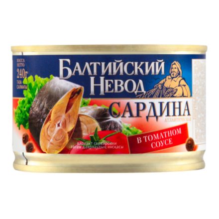 Сардина атлантическая  в томатном соусе Балтийский невод 240 гр