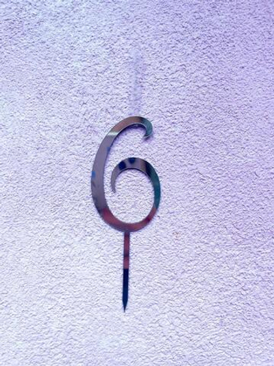 Топпер-свеча Цифра 6, серебро