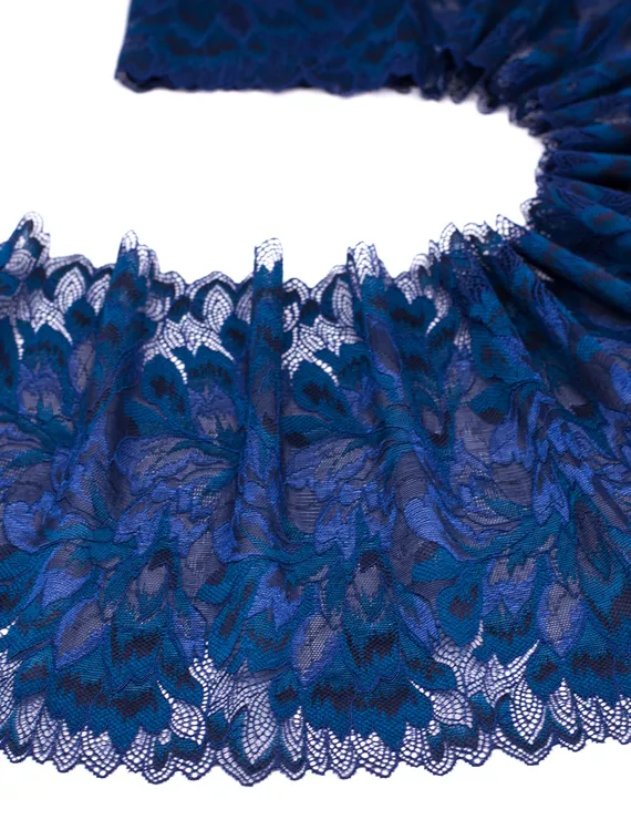 03-77 ОПТ Кружево эластичное 23 см, ультрамарин/изумруд