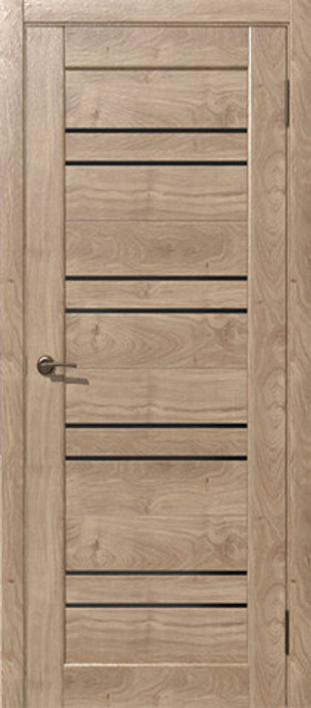 Межкомнатная дверь Дубрава Сибирь Линия ПО (стекло черный лакобель) Шампань