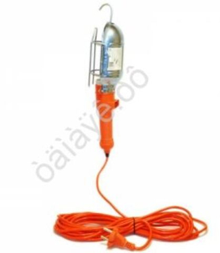 Фонарь-переноска 220В гаражная (без ламп) (шнур 20м) оранжевая с крючком для подвешивания М5 22020