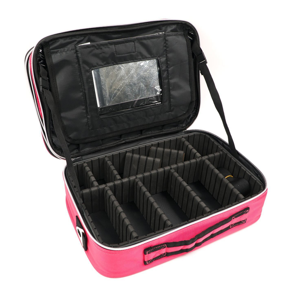 Кейс для мастера средний с зеркалом (35*24*12,5) голубой