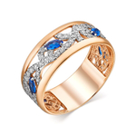 Ефимов Золотое кольцо с бриллиантами и сапфирами