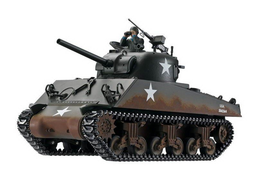 Радиоуправляемый танк Torro Sherman M4A3 1/16 с пневматической пушкой, деревянная коробка, звук и дым, уникальная роспись