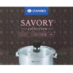 Кастрюля нерж, 4.8 л, с крыш, крышка стекло, Daniks, Savory, SD-A95-24, серебр, индукц
