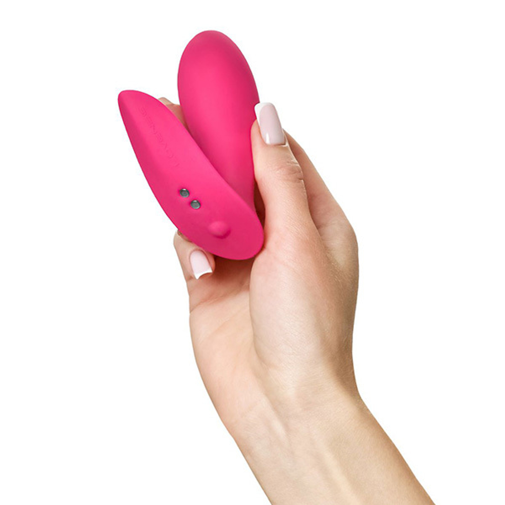 Розовый силиконовый двойной вибратор 10,1см с управлением через приложение Lovense Flexer Insertable Double Panty Vibrator Pink LE-25