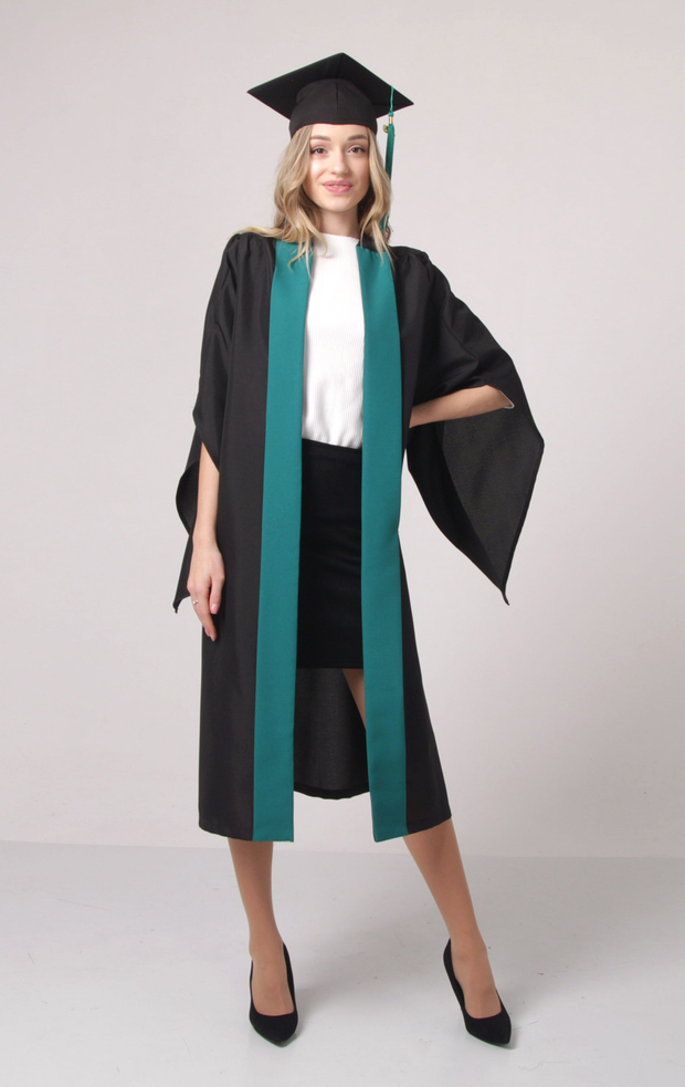 Комплект выпускника “Оксфорд” – мантия с бирюзовой полосой