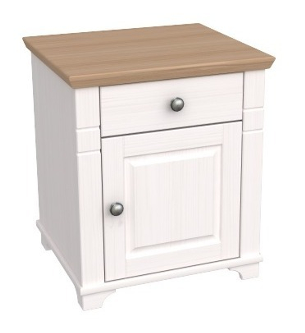 Тумба прикроватная «Бейли» белый воск/антик