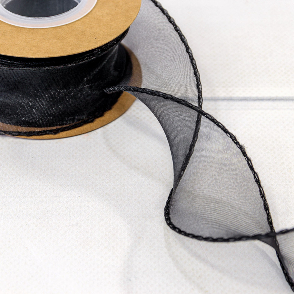 Лента Органза 4см х 11м с леской (Черный)