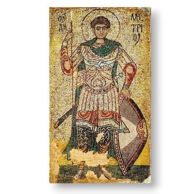 Дмитрий (Димитрий) Солунский великомученик Фессалоникийский. Деревянная икона на левкасе