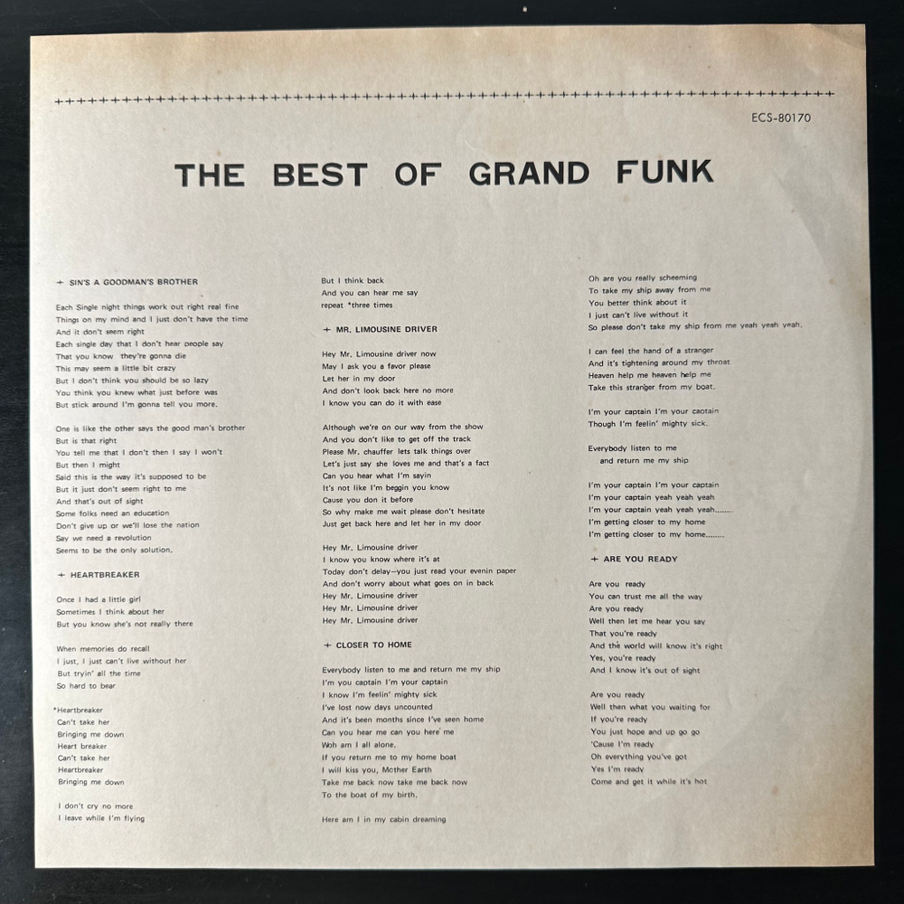 Grand Funk ‎– The Best Of Grand Funk (Япония 1975г.)