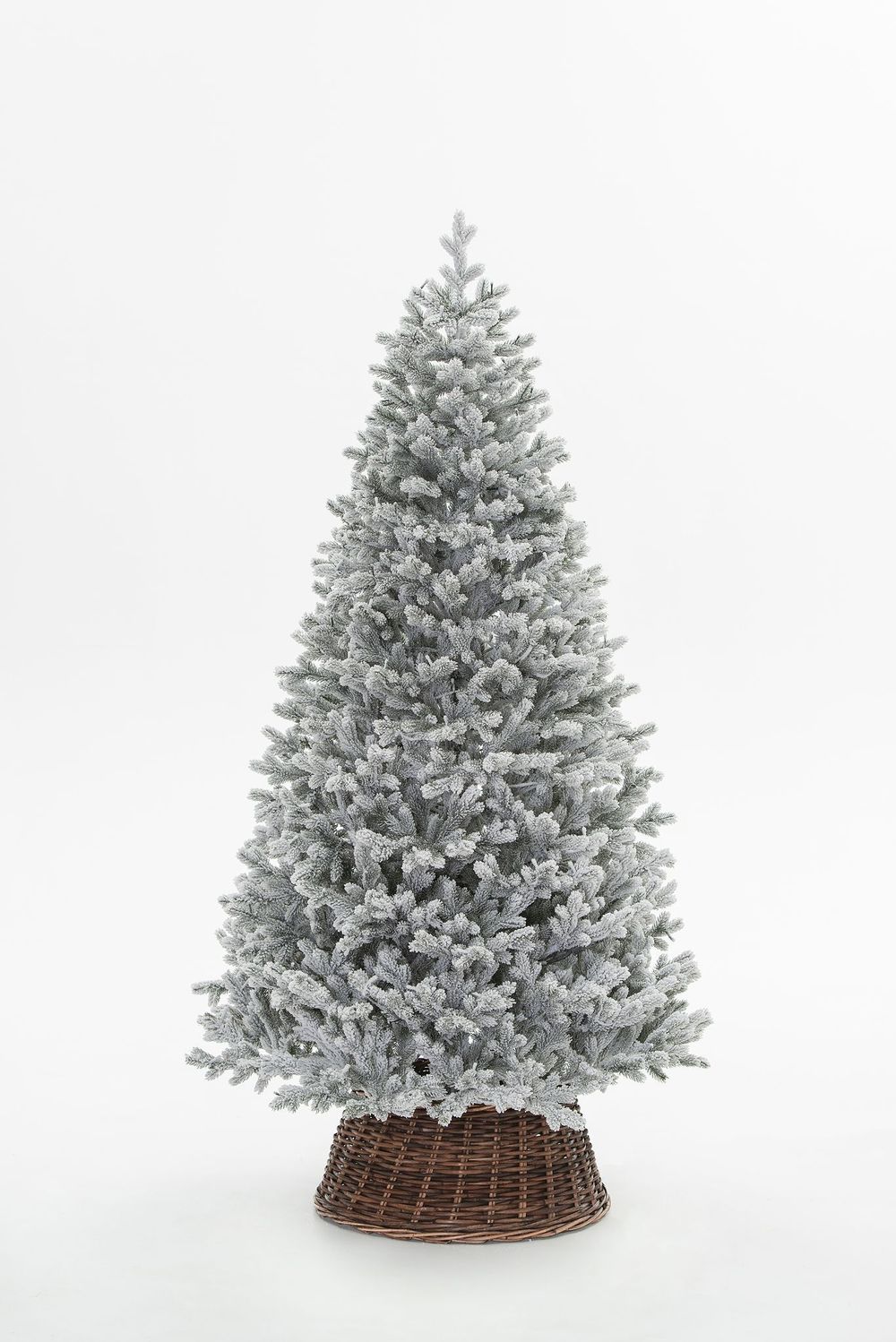 Заснеженная елка с гирляндой «Алтайская» холодный свет (Литая) 270 см / 2,7 м