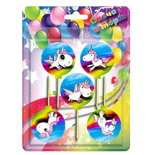Свечи д/торта на пиках "Единорог"