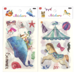 Наклейки детские Alingar, 10 см х 19 см, "Морское ассорти", пакет с европодвесом