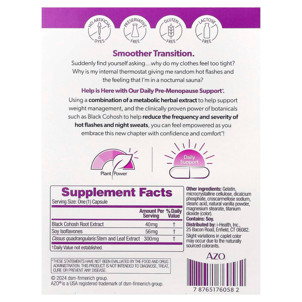 AZO, средство для поддержки в период менопаузы, 30 капсул